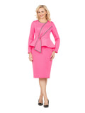 Elegant Scuba Peplum Sheath Dress w/ Stone Trim