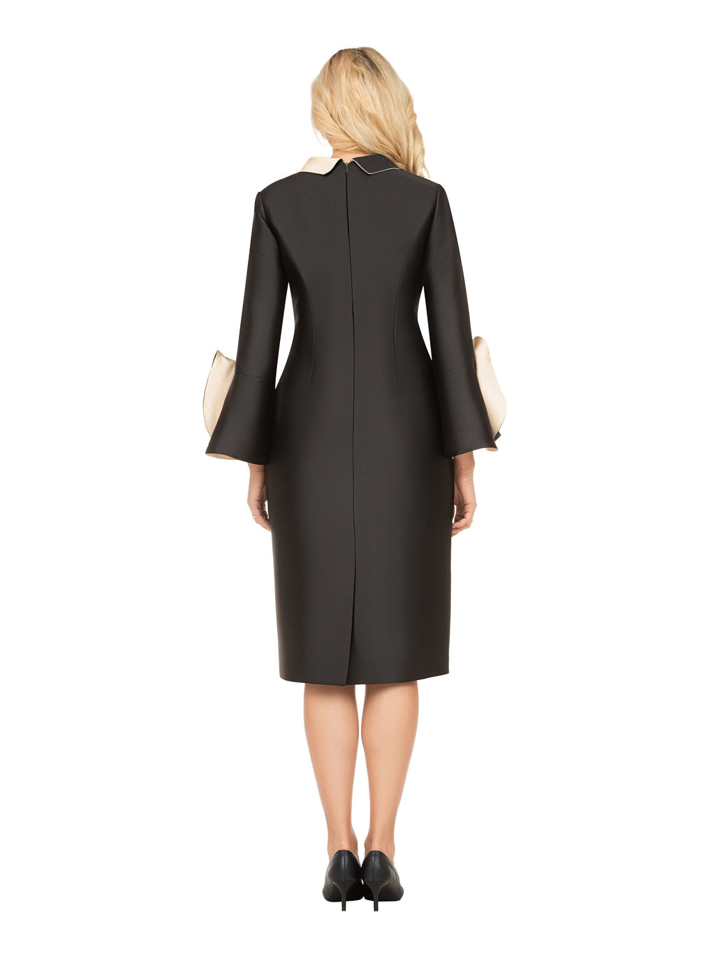 Luxe Twill Dress with Contrast Cascade Ruffles