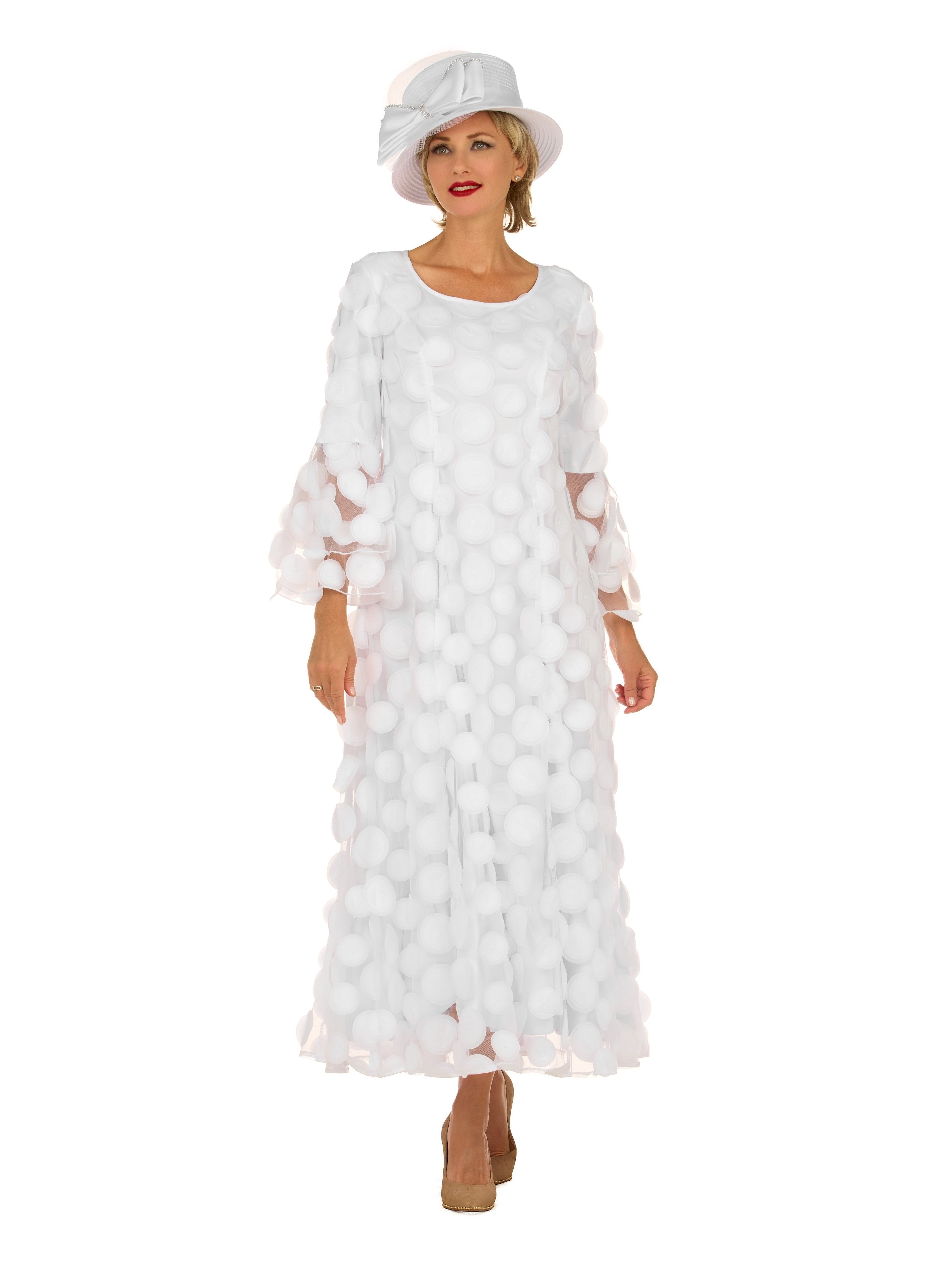 Elegant 3D Dot Mesh Bell Sleeve Maxi Dress-Plus