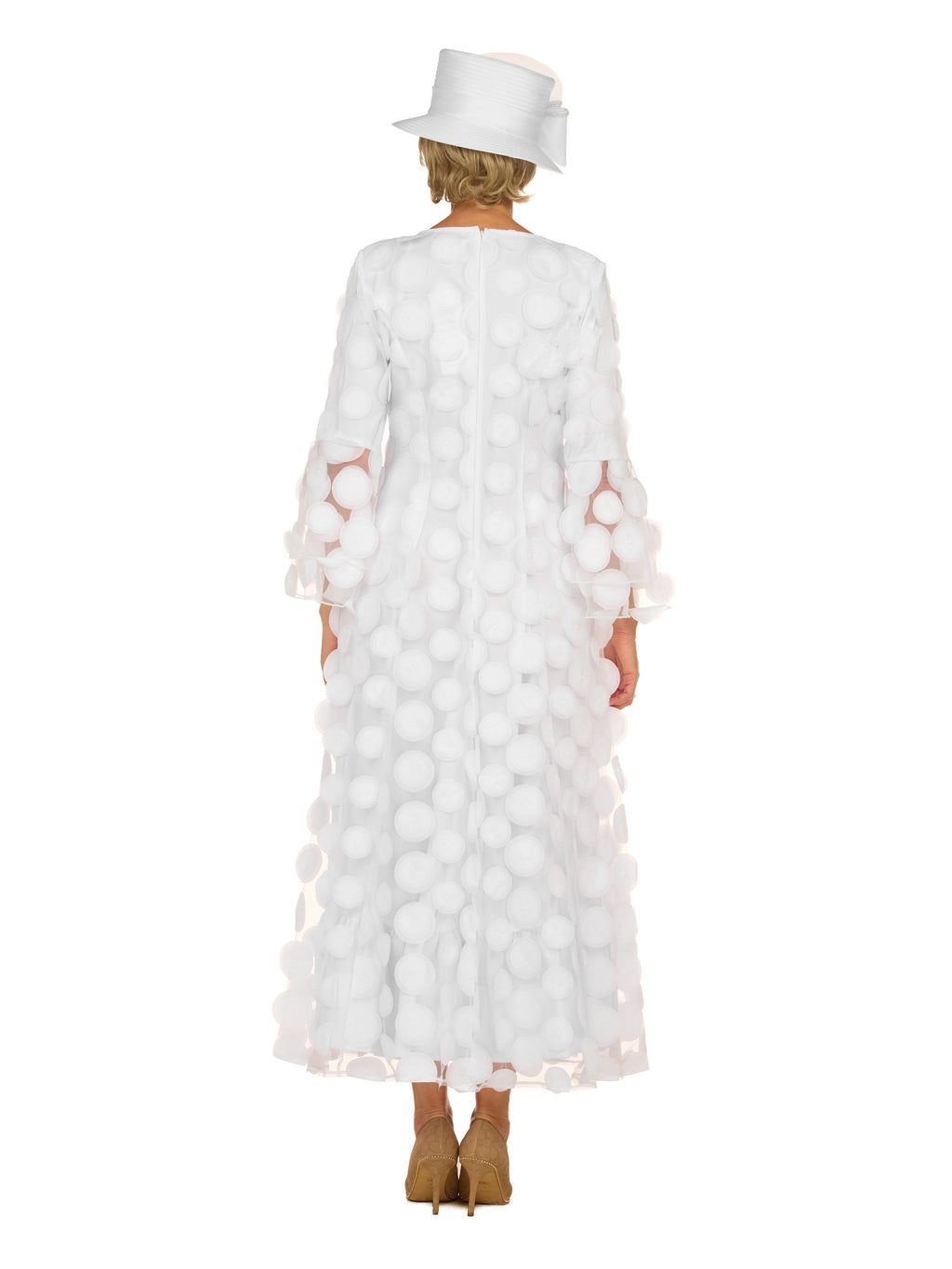 Elegant 3D Dot Mesh Bell Sleeve Maxi Dress-Plus