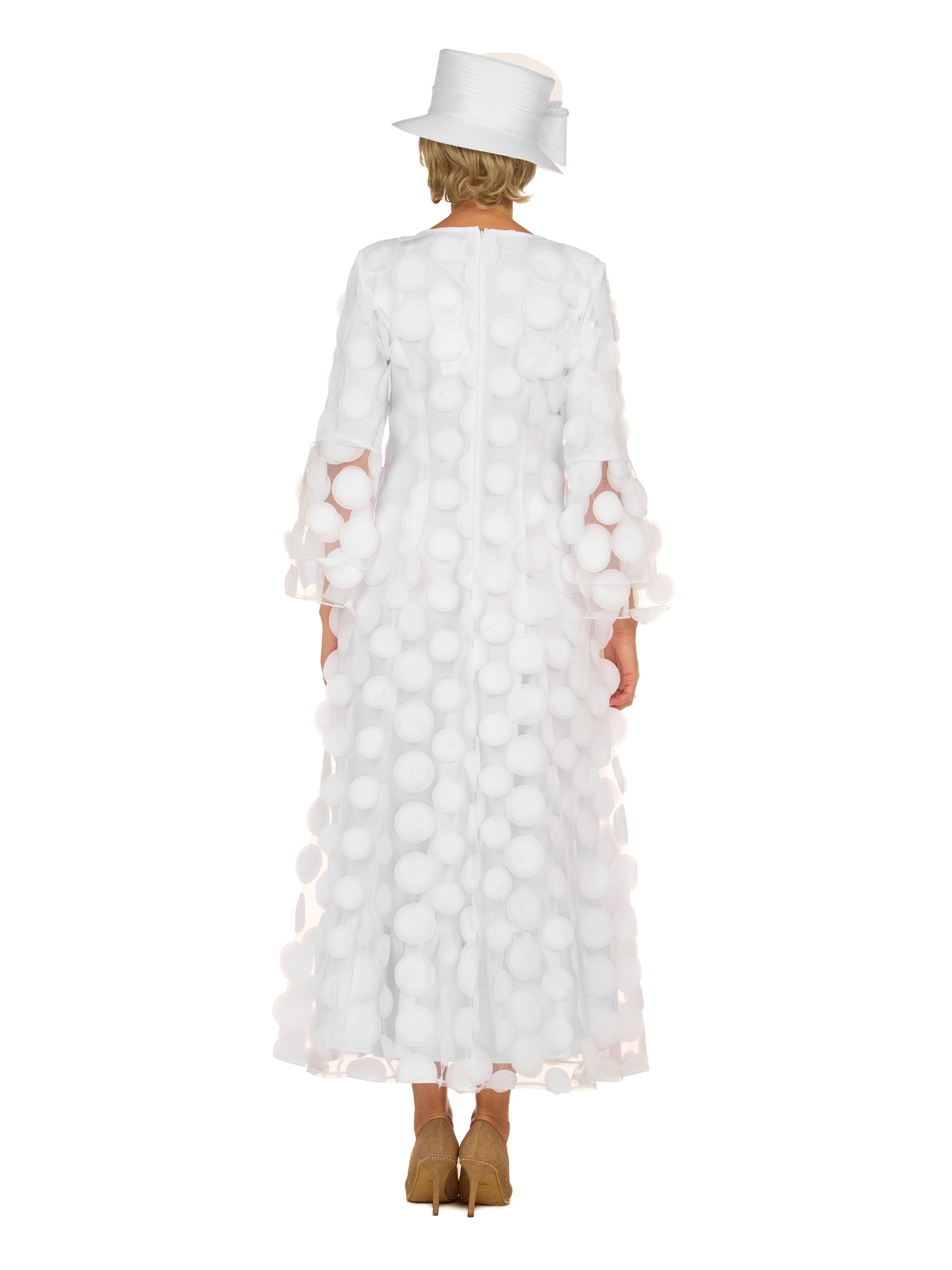 Elegant 3D Dot Mesh Bell Sleeve Maxi Dress-Plus