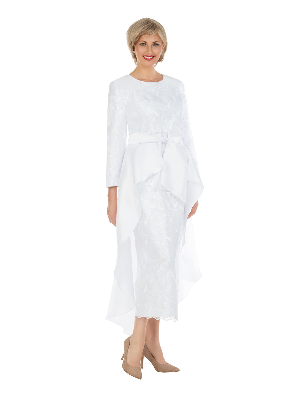 Graceful Radiance Sequined Lace Gown w/ Waist Cape