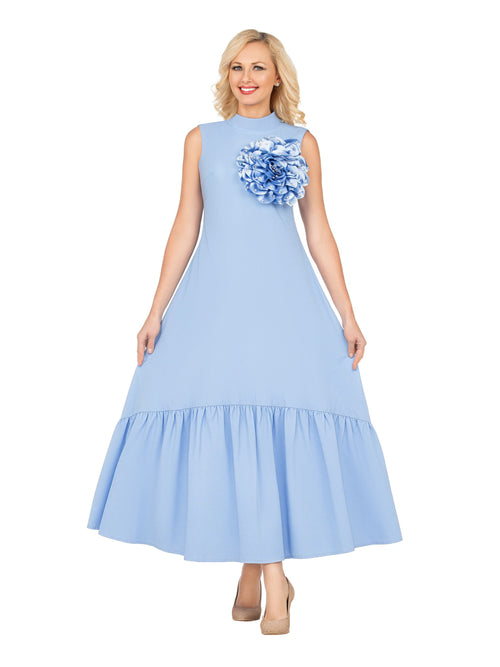 Luxury Flare Dress with Handcrafted Floral Detail