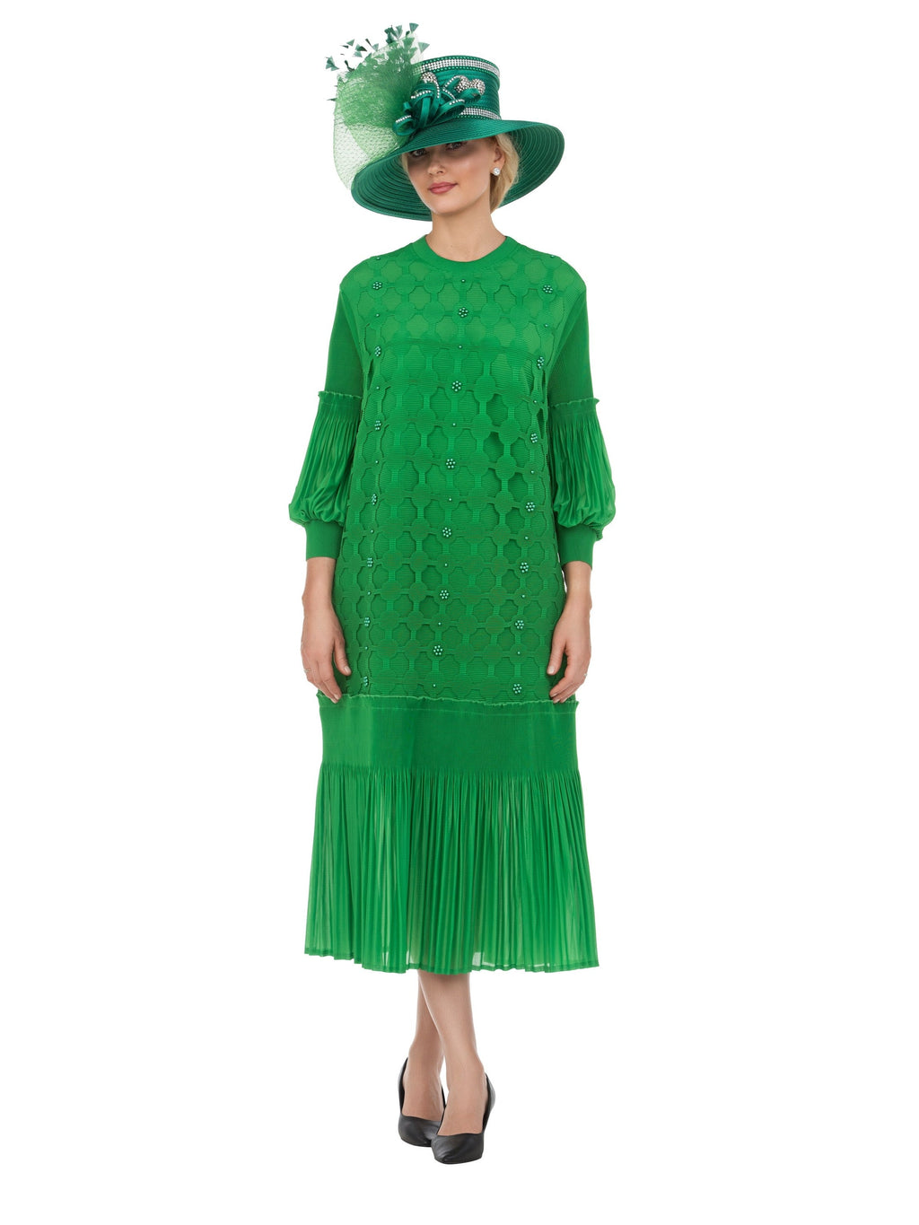 Modern Elegance Beaded Midi Dress in Pleats
