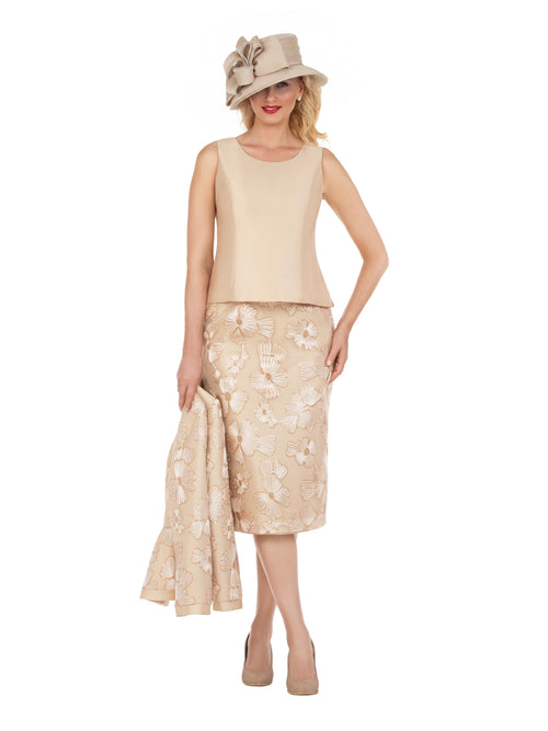 Couture Floral Embroidered 3-Piece Skirt Suit-Plus