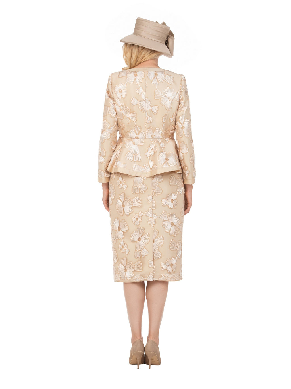 Couture Floral Embroidered 3-Piece Skirt Suit-Plus