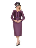 Embellished Lace & Silky Twill 3pc Skirt Suit-Plus