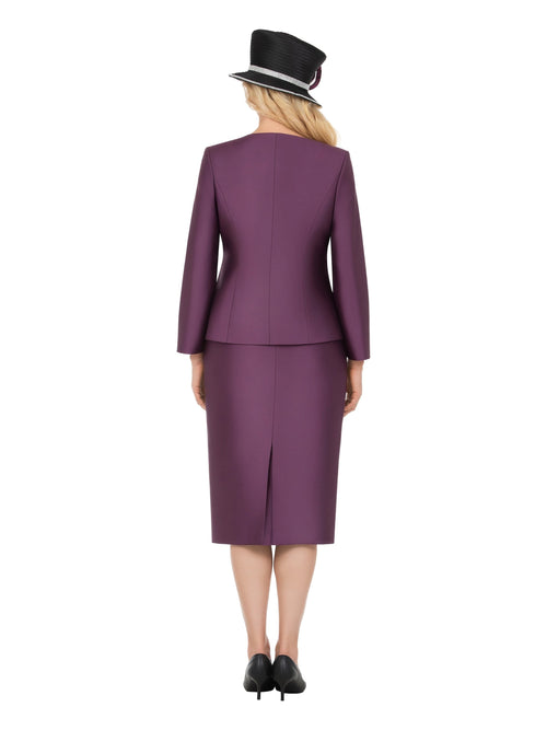 Embellished Lace & Silky Twill 3pc Skirt Suit-Plus