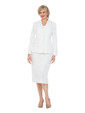 Classic Pinstripe Textured 2-Piece Skirt Suit
